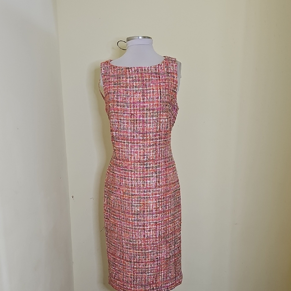 Preston & York Pink Multicolor Tweed Midi Dress